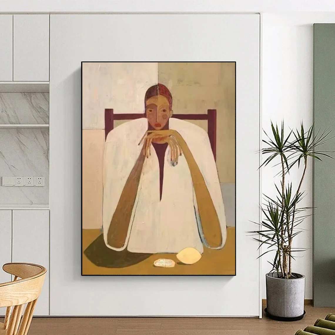 Minimal White Figure statement piece for entryway